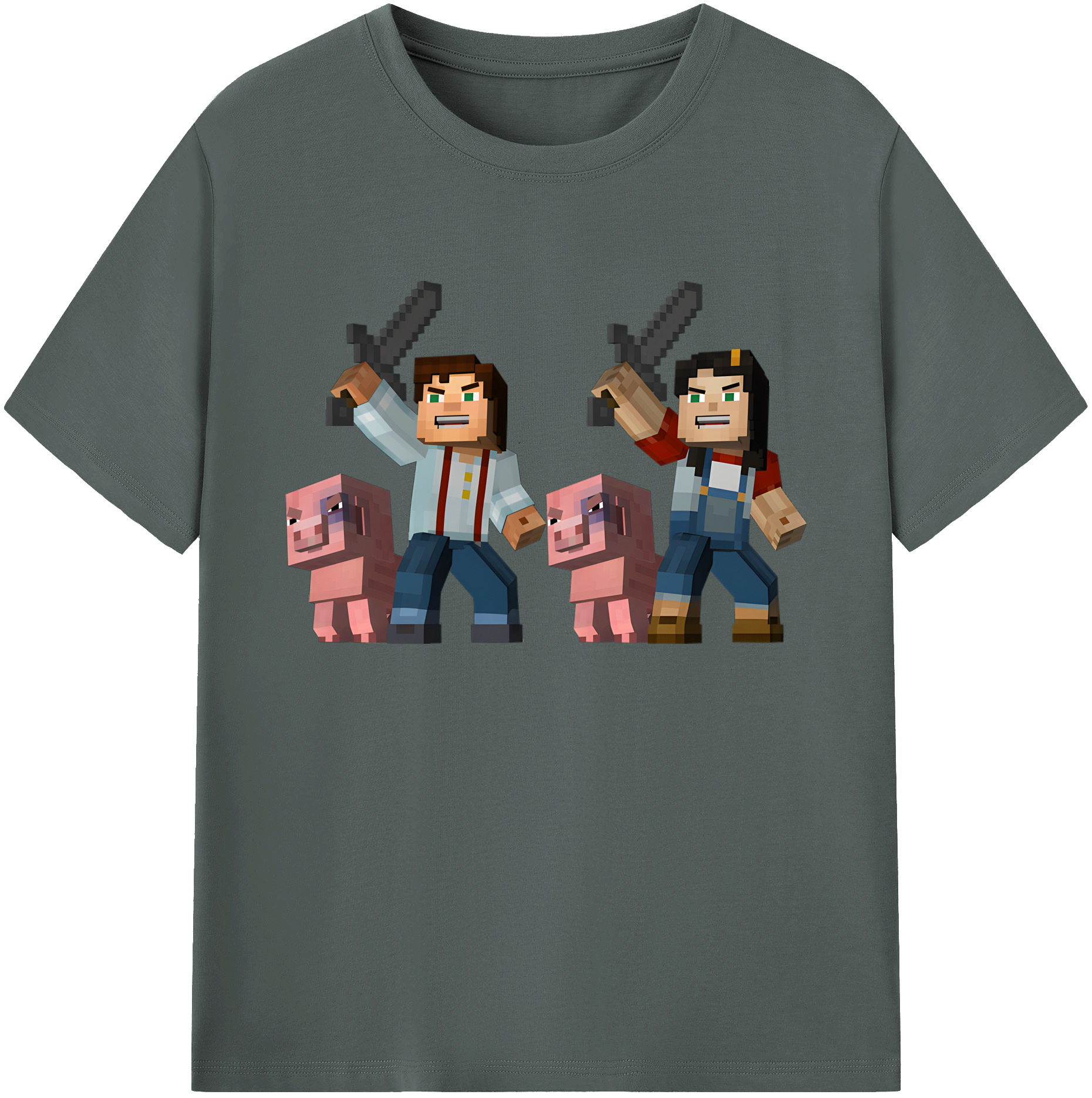 （画像用） マインクラフト ブロックの世界 Minecraft MC Block world 綿100％ メンズ半袖Tシャツ｜肌触りやわらか＆通気性
